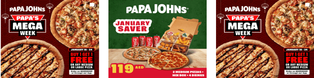 Papa Johns Dubai offers, December 2023